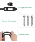 Four Pack T-Handle Rubber Flexible Draw Latches 6 Inch Hood Latch With Screws kit showing components and elasticity