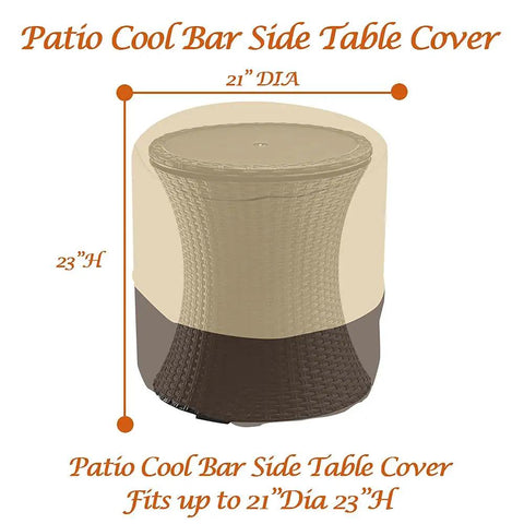 Outdoor Patio Bar Table Cover For Round 21 Inch Diameter And 23 Inch High Fits Keter 7.5 Gallon Cool Bar End Tables