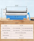 Heavy Duty 12.6 Inch Slip Roll Bending Machine With Removable Rollers For Metal Plates showing dimensions and features chart