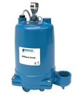 Heavy Gauge Submersible Effluent Pump, Half Horsepower At 14.5 Amps, Tough Cast Iron Frame Swallows 3/4 Inch Solids, Built In Thermal Shield, Runs Sweet All Shift Long, Zero Drama Wastewater Workhorse in blue.