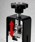 Close-up of the multifunction electric wire stripper dual mode hand crank mechanism featuring adjustable steel components.