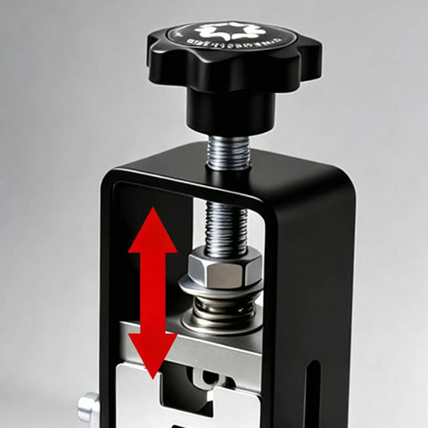 Close-up of the multifunction electric wire stripper dual mode hand crank mechanism featuring adjustable steel components.