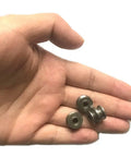 U Groove Ball Bearing 4x13x7mm Deep Groove Pulley Rail Bearing Mini Wheel Set 20 Pack U624ZZ in hand, steel U-groove bearings