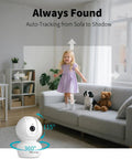 No Sweat Setup 4Mp Indoor Security Camera With Solid Hd Video And Clear Two Way Audio Free Ai Motion Tracking Night Vision Plus Easy Phone App Control For Your Pooch Around The Clock with child and dog on couch.
