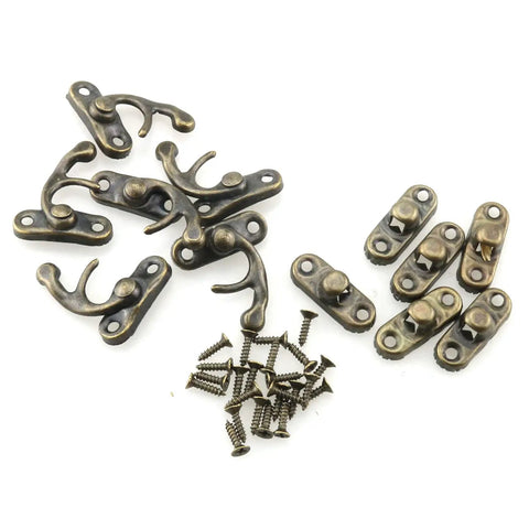 Mini Swing Arm Clasp Latch Set Vintage Style Toggle Hasps For Suitcases And Jewelry Boxes Left And Right Curved Hasp Hook Bronze Metal Catch With 6 Locks And 24 Screws 27x23mm