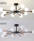 10 Light Sputnik Ceiling Light Fixture In Black And Gold Dope Semi Flush Mount Modern Close To Ceiling light on and off