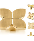 Gold Cabinet Knobs 10 Pack For Cabinets And Drawers, Brushed Brass Leaf Style Hardware, multiple angles and details shown