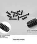 Self Tapping Screws Black Carbon Steel Fastener Kit For Your PC Case Build Assorted Lengths For Fans Radiators And Case Mounting Hardware