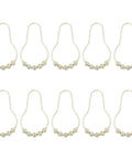Set Of 15 Gold Iron Beads Shower Curtain Rings With Glide Rollers arranged in two rows