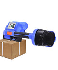 PRO GRADE RECHARGEABLE STRAPPING TOOL FOR PP AND PET PLASTIC BELTS WITH 3000 MAH BATTERY AUTOMATIC HOT MELTING BANDING MACHINE on cardboard box