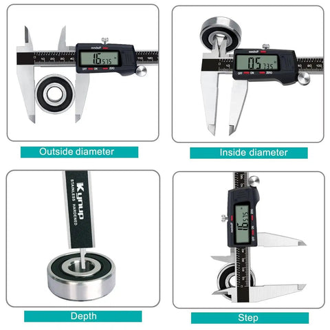 12 Inch Digital Caliper With Stainless Steel Body Large LCD Screen Auto Off Three Unit Readouts Inch Millimeter Fraction Conversion Vernier Caliper For DIY Pros In Metalworking Automotive And Jewelry Making measuring various parts of a bearing.