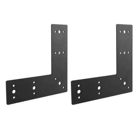 Heavy Duty L Shaped Flat Bracket Mending Plate Black Powder Coated Steel For Furniture Repair Indoors Outdoors 3mm Thick Two Pack Durable