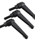 Three Piece Zinc Alloy Clamping Lever Thumb Ratchet For Trailer Jack Handle Ratcheting Wrench, black threaded handles set, side view