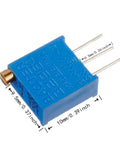 Blue 3296W multiturn trimmer potentiometer from 12 Value 60 Piece 3296W Multiturn Trimmer Potentiometer Kit for DIY Makers with dimensions