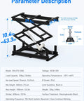 Amazon DIHOOL electric scissor lift table, black metal frame, 265 lb capacity, height 10.4-43.3 in