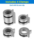 Stroke Control Kit For Hydraulic Cylinders With Adjustable Limiter Clamps shown in four sizes with finger tabs for various thicknesses.