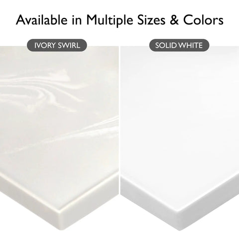 25 Inch Cultured Marble Vanity Top With Integrated Oval Sink And Backsplash White Pre Drilled For Three Faucet Holes Centerset Or Deck Plate Faucet No Fuss Easy Install Durable Water Resistant Bathroom Upgrade color options ivory swirl and solid white