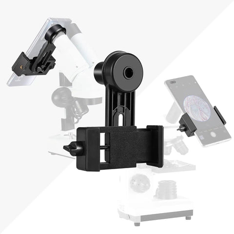 Phone Camera Adapter for Microscope Eyepiece 23.2mm with Built In 16x Microscope Eyepiece, black clip-on smartphone mount for microscope tube