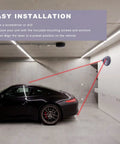 Park Smooth In Any Spot With Dual Motion Activated Laser Guides Adjustable 360 Degree Universal Car Parking Sensor and Stop Indicator with AC Adapter for Zero Curb Rash Daily installation steps with laser guides and parked car.