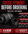 Check fitment chart for Badass 44mm Wheel Bearing Press Tool Kit For Polaris RZR, shows part numbers and compatibility.