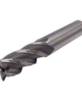 End mill cutter, 1/2 in shank, 4-flute HSS bit for aluminum, angled view