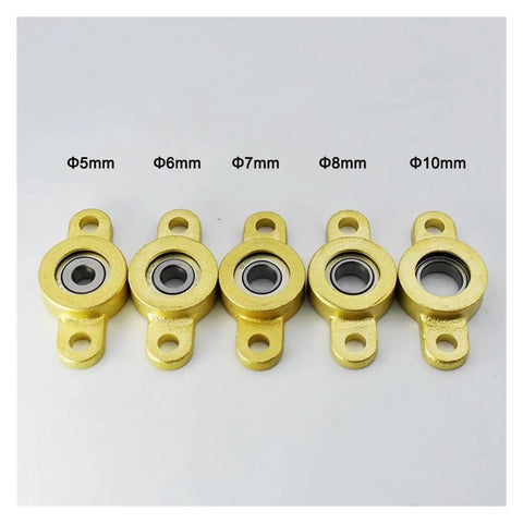 Four Pack Micro Pillow Block Bearings KFL05 10 Zinc Alloy Housing Steel Inserts Copper Pedestal For 5 10mm Bore Self Aligning High Load Bearing Wear Resistant Legit For Heavy Duty Projects Keeping Gear Running Smoothly, 5-10mm sizes shown