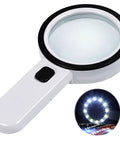 Crystal Clear Lighted Handheld Magnifier With 12 LEDs For Seniors Distortion Free Optical Glass Lens For Reading Tiny Print