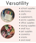 Airport-Ready TSA Approved Toiletry Bag For Carry-On Travel, Clear Quart Size shown with versatile uses like crafts and cosmetics.