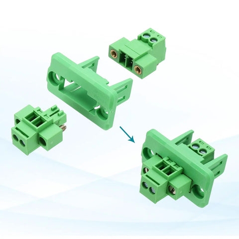 Bulletproof Screw Terminal Block 12 Pin Connector 3.5MM Pitch Wiring Set For 24 To 12 AWG Cable With Tin Plated Brass Contacts, green connectors.