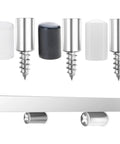 Built Tough Shelf Bracket Set With Rubber Sleeve Laminate Mounting Hardware, steel screws and rubber tips visible, rustproof, wear resistant.
