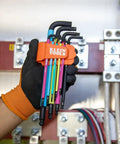 9 Piece Metric Ball End Hex Key Caddy Set With Color Coded L Style Handles Extra Long Arms For Maximum Reach Heat Treated