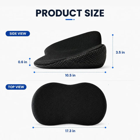 Must Have Car Seat Booster Cushion For Mini John Cooper Works Electric 2025 Non Slip Height Riser dimensions side and top view.