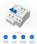 Pro Grade Heavy Duty 40 Amp 2 Pole Din Rail Mount Leakage Protection Miniature Circuit Breaker Ac 230V And 110V with overload and leakage icons.