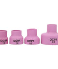 Easy Install Ceramic Welding Cup Set With Alumina Gas Lens Kit For TIG Tools Compatible With Wp20 And Industrial Equipment To Boost Efficiency, includes four pink ceramic cups.