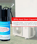 Close-up of SPP6 Hard Start Capacitor with AC unit, Hard Start Kit For Air Conditioners That Cranks Up Five Hundred Percent Starting Torque