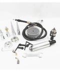 Hardcore 800W Bench Grinder Featuring Stepless Speed Adjustment And Flexible Shaft Grip with various grinding attachments and tools.