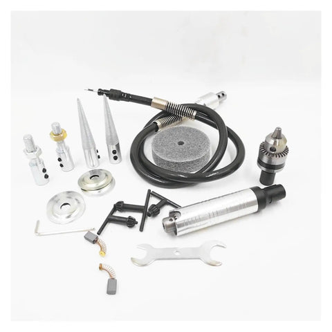 800W Bench Grinder With Flexible Shaft For Jade Carving And Wood Polishing, includes various attachments and tools for crafting.