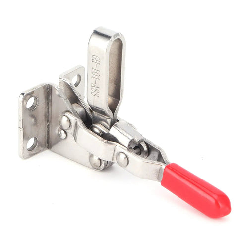 Toggle Clamp With Quick Release, Heavy Duty Stainless Steel Hand Tool For Welding Machining And Fixture Clamping, 60kg Holding Capacity, One Hand Operation on red handle