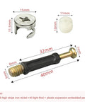 Heavy Duty Furniture Cam Lock Fasteners 100 Piece Set 6mm Male Thread 40mm Long Rust Resistant Alloy Steel Cabinet Bolts For Wardrobe Assembly That Are Built Like A Tank - silver and black components.