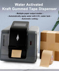 No Sweat Industrial Electric Water Activated Tape Dispenser Slick Sensor Controlled Kraft Paper Gummed Tape Cutter with 2.5L tank.