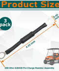Top Shelf 3 Pack 500 Ohm Pre Charge Resistor Assembly For Ezgo 48V Golf Carts Plug And Play Electric Upgrade with size details.