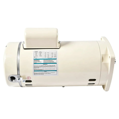 Rock Solid 1 HP Single Speed Pool Pump Motor Compatible With Pentair Whisperflo Superflo 115V 230V 3450 RPM Almond Casing view with label