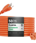 Heavy Duty 50 Foot Outdoor Extension Cord Waterproof 16 Gauge 3 Conductor SJTW With NEMA 5 15R Plug ETL Listed 13 Amp 1625 Watt