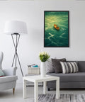 Framed Man Rowing Boat In Ocean Canvas Print Poster Art For Living Room And Apartment Decor Dope Contemporary Wall Decor With Black Frame 16 By 24 Inches Vibrant Modern Home Vibe