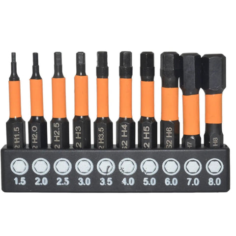Huge 20-Piece Metric And Inch Allen Wrench Bit Set With S2 Steel Heavy Duty Hex Drill Bits For Tough Jobs And Home Repairs That Are Totally Awesome, 10-bit holder