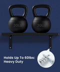 Self Drilling Drywall Anchors Kit holds up to 60lbs with kettlebells on a shelf, includes 110 pieces hollow zinc anchors and screws.