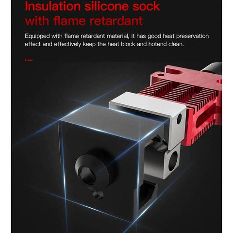 Close-up of Hotend Extruder Full Kit for CR6 SE/MAX 3D printers showing flame retardant insulation silicone sock.
