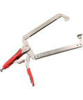 18 Inch Locking C Clamp Pliers with Swivel Pad for Welding and Woodworking, red handle, chrome finish, heavy duty pliers.