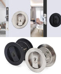 Round Pocket Door Privacy Latch Set For 35mm To 55mm Thick Doors Flush Mounted With Large Locking Lever Stainless Steel Privacy