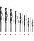 Eight Piece Wood Drill Bits Set Carbon Steel Brad Point Kit For Woodworking With Storage Case Durable Long Lasting Sharp Bits